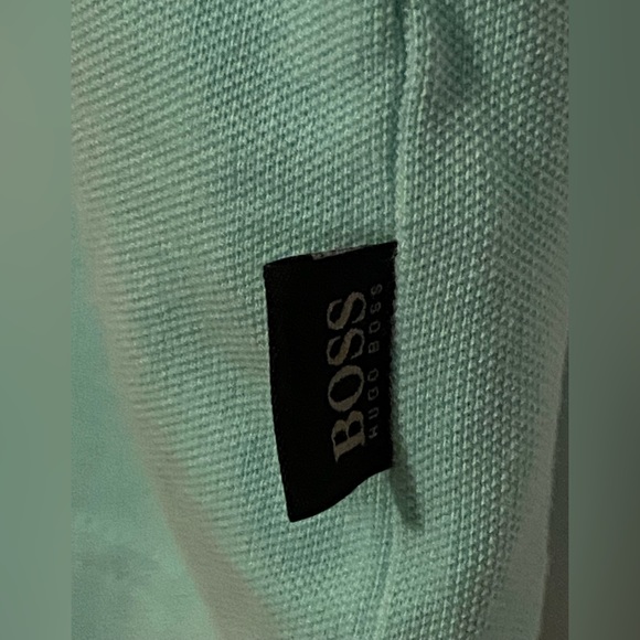 Hugo Boss Men’s Polo Shirt Aqua Green Pima Cotton Size LARGE - Picture 5 of 8